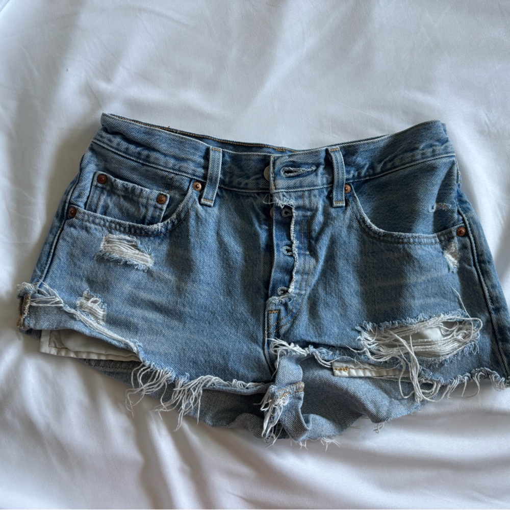 Levi's Light Blue Distressed Jean Shorts